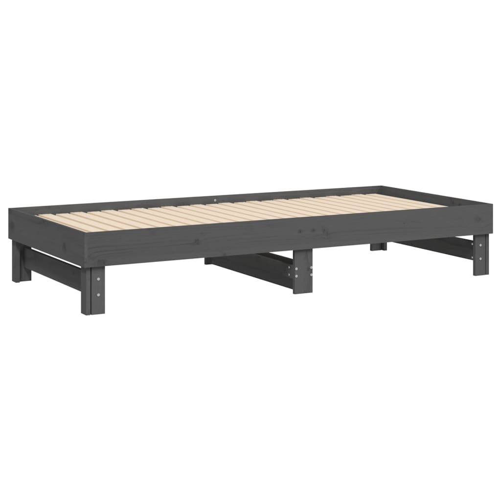 Slaapbank uitschuifbaar massief grenenhout grijs 2x(90x200) cm is nu te koop bij PeponiXL, paradijselijk wonen!