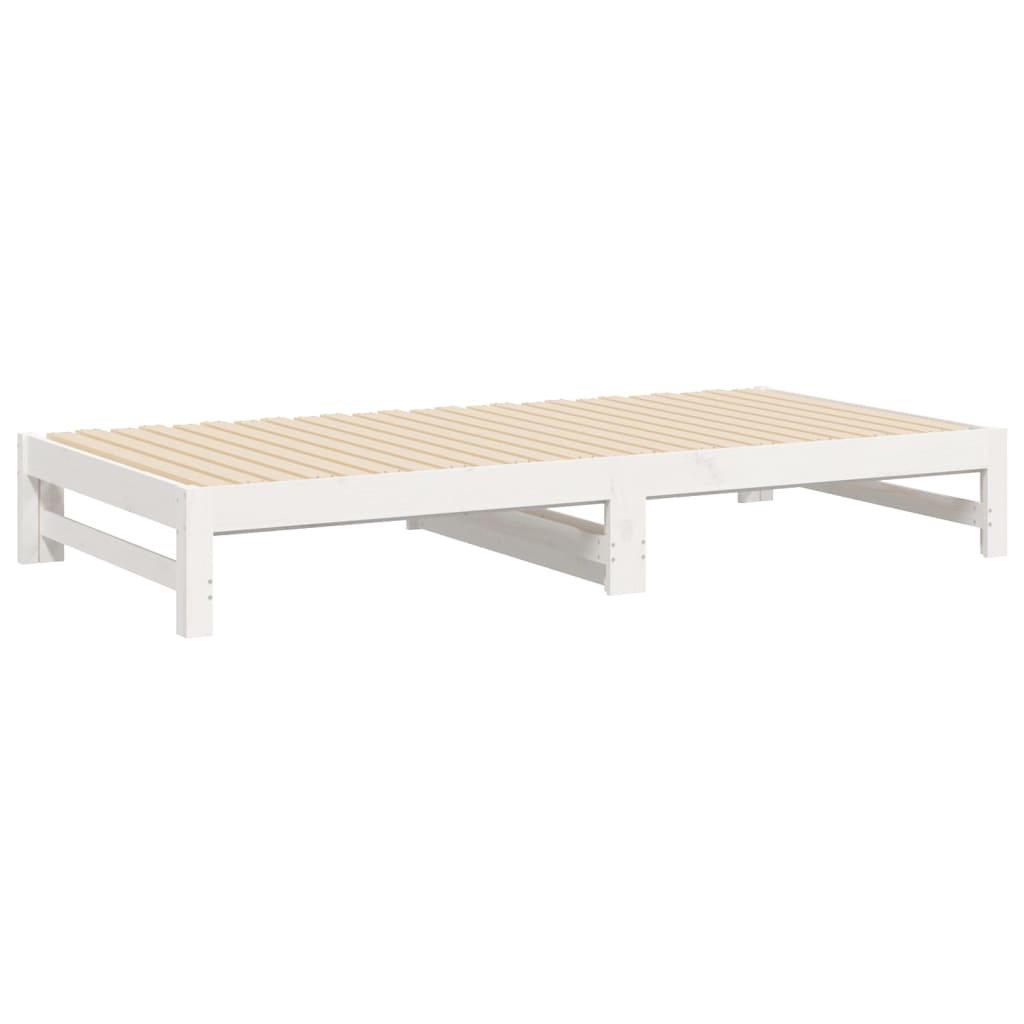 Slaapbank uitschuifbaar 2x(100x200) cm massief grenenhout wit is nu te koop bij PeponiXL, paradijselijk wonen!