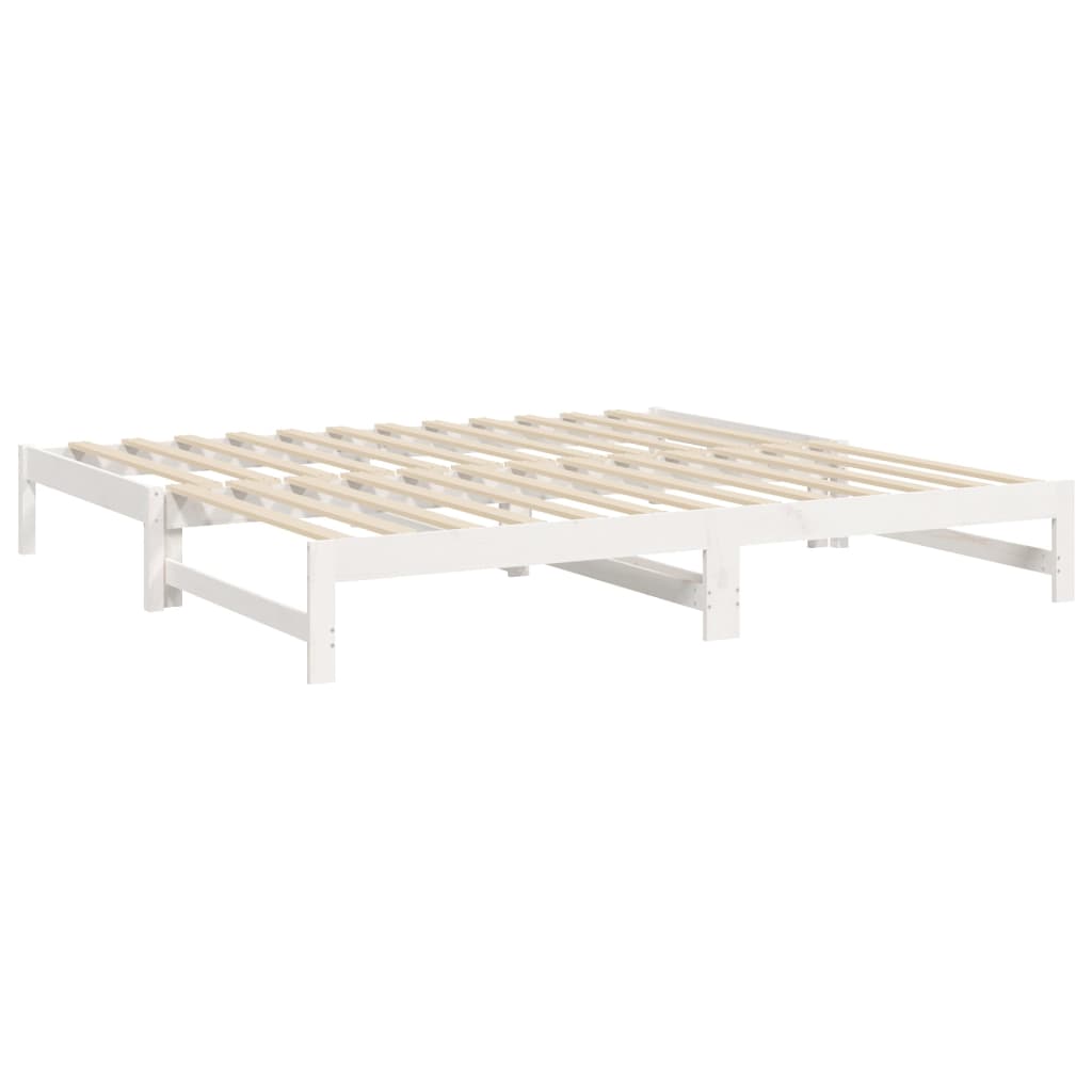 Slaapbank uitschuifbaar 2x(80x200) cm massief grenenhout wit is nu te koop bij PeponiXL, paradijselijk wonen!