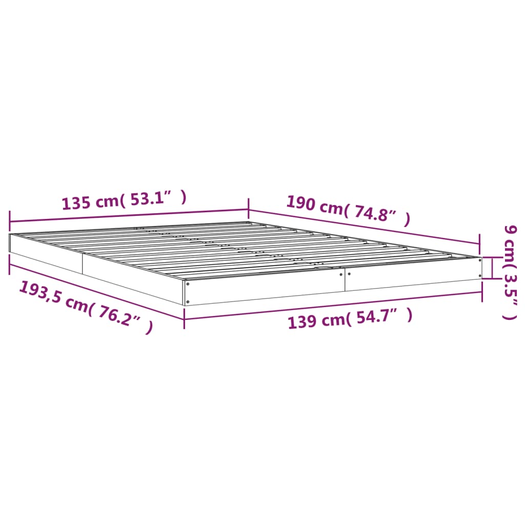 Bedframe massief grenenhout 135x190 cm is nu te koop bij PeponiXL, paradijselijk wonen!