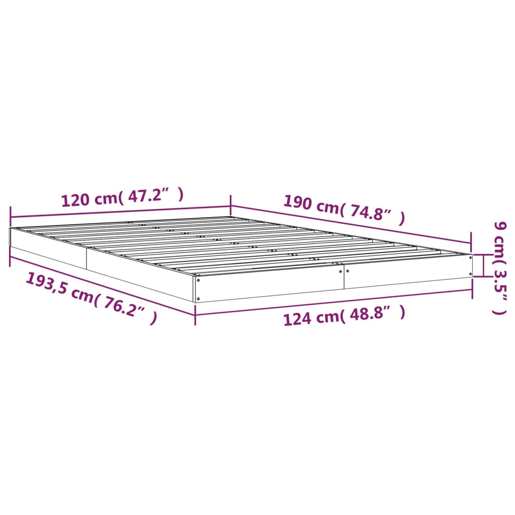 Bedframe massief grenenhout 120x190 cm is nu te koop bij PeponiXL, paradijselijk wonen!