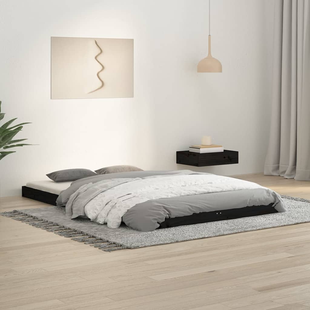 Bedframe massief grenenhout zwart 120x190 cm is nu te koop bij PeponiXL, paradijselijk wonen!