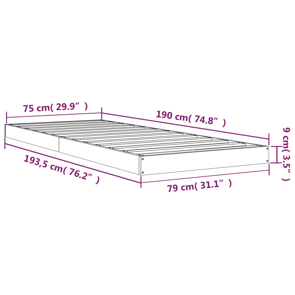 Bedframe massief grenenhout wit 75x190 cm is nu te koop bij PeponiXL, paradijselijk wonen!
