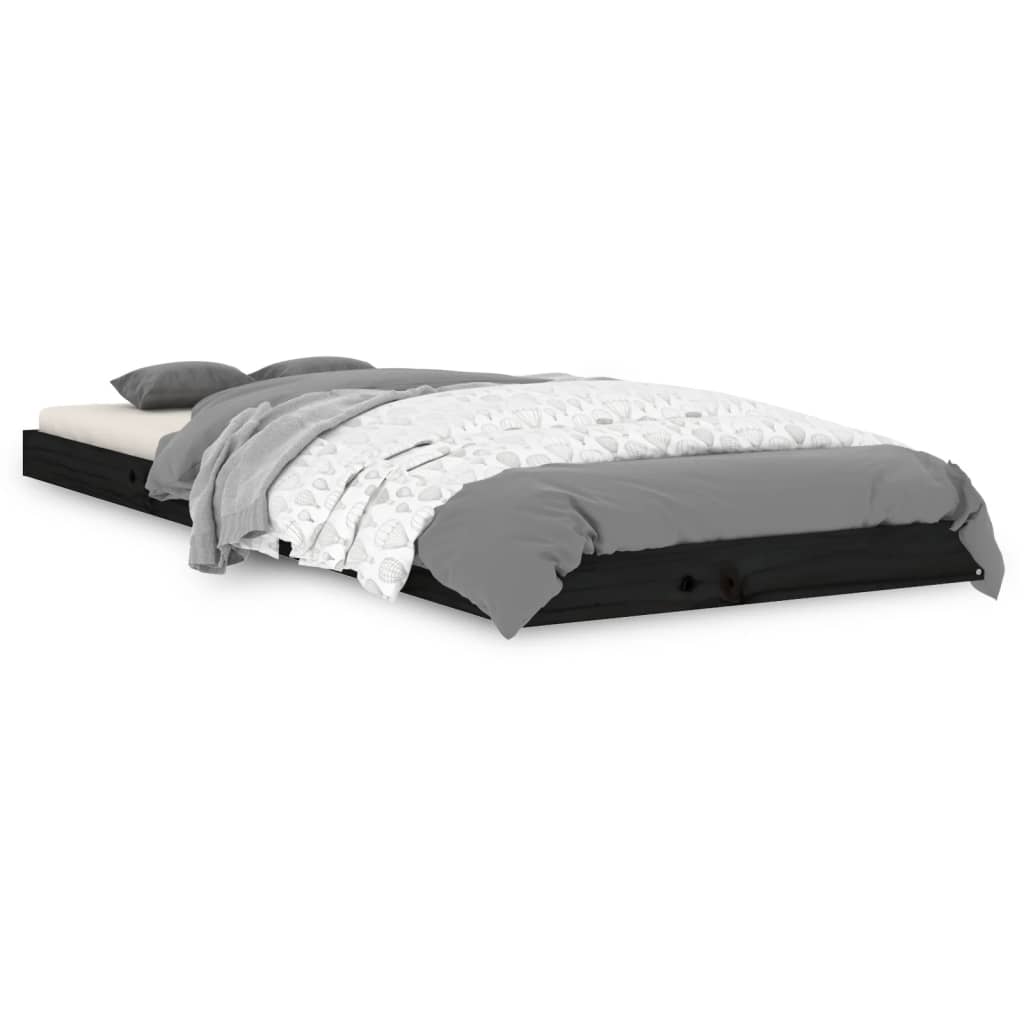 Bedframe massief grenenhout zwart 75x190 cm is nu te koop bij PeponiXL, paradijselijk wonen!