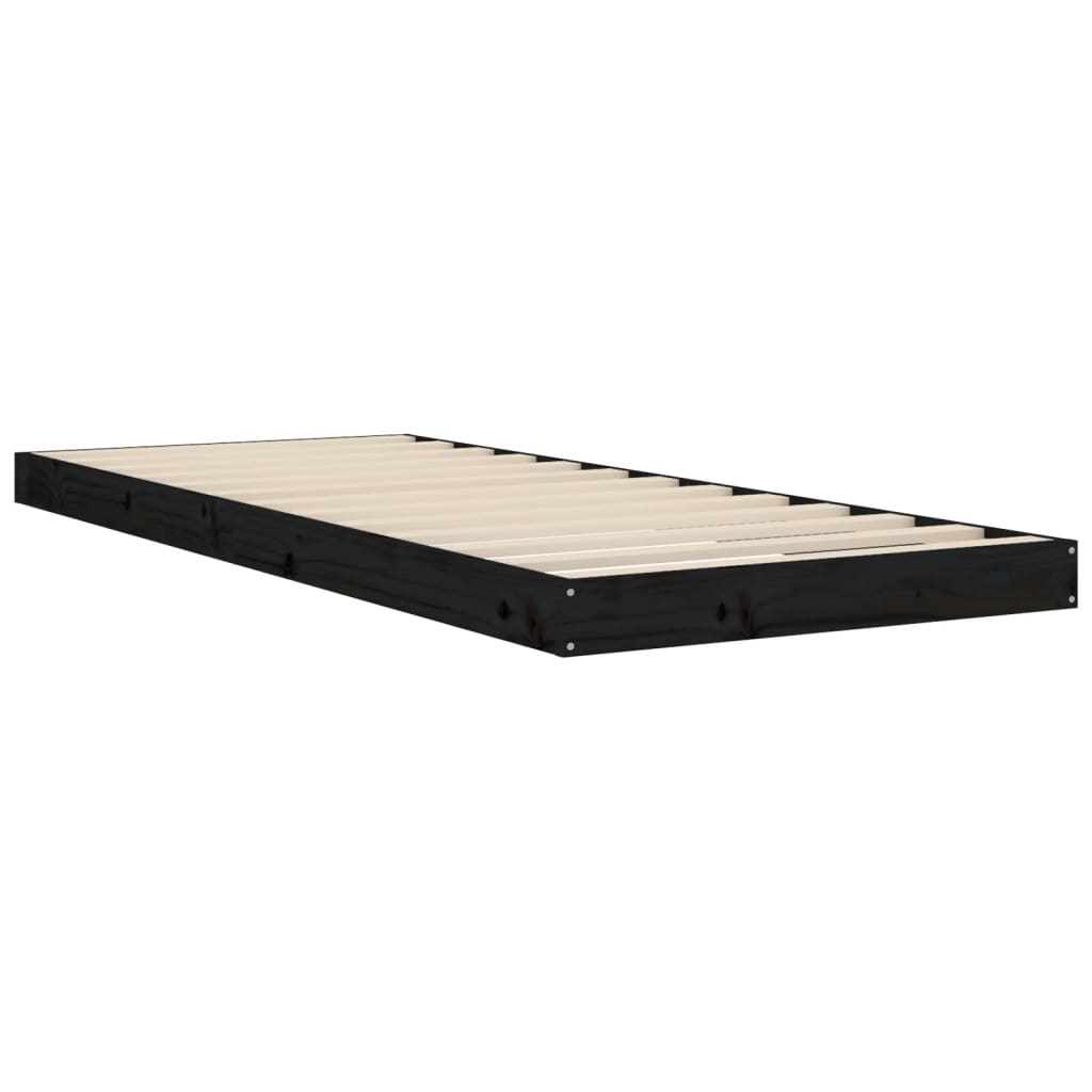 Bedframe massief grenenhout zwart 75x190 cm is nu te koop bij PeponiXL, paradijselijk wonen!