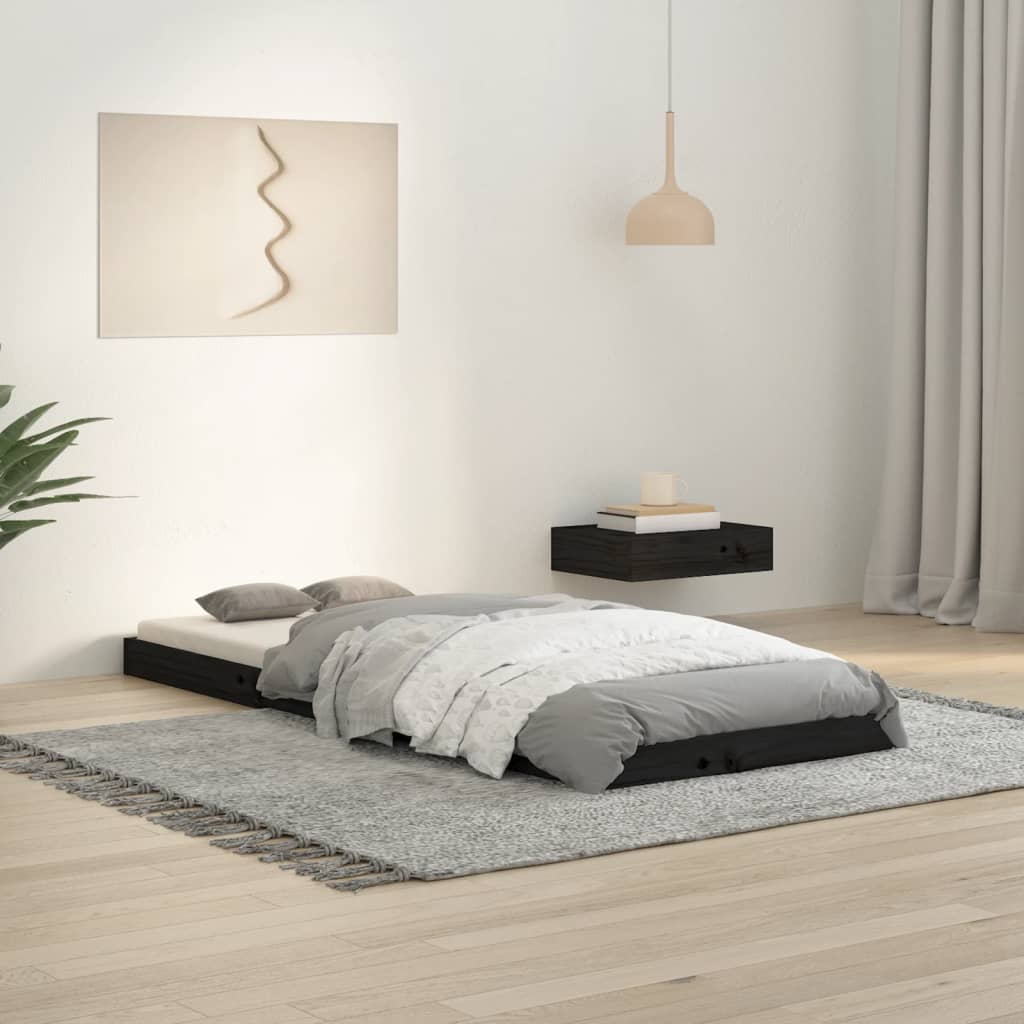 Bedframe massief grenenhout zwart 75x190 cm is nu te koop bij PeponiXL, paradijselijk wonen!