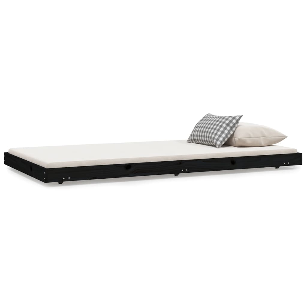 Bedframe massief grenenhout zwart 100x200 cm is nu te koop bij PeponiXL, paradijselijk wonen!