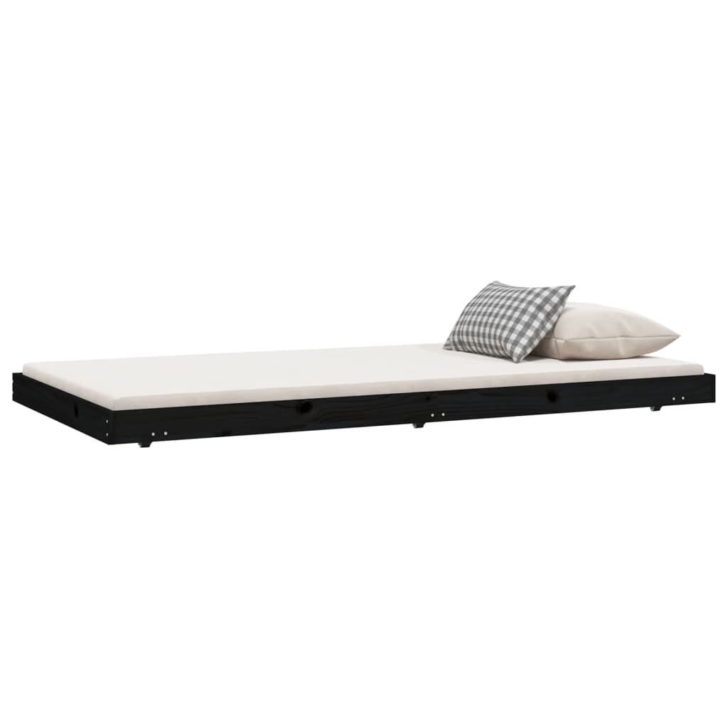 Bedframe massief grenenhout zwart 100x200 cm is nu te koop bij PeponiXL, paradijselijk wonen!