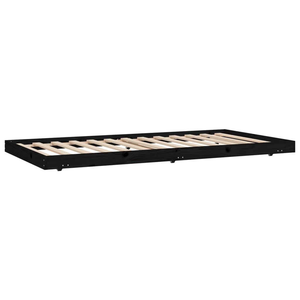 Bedframe massief grenenhout zwart 100x200 cm is nu te koop bij PeponiXL, paradijselijk wonen!