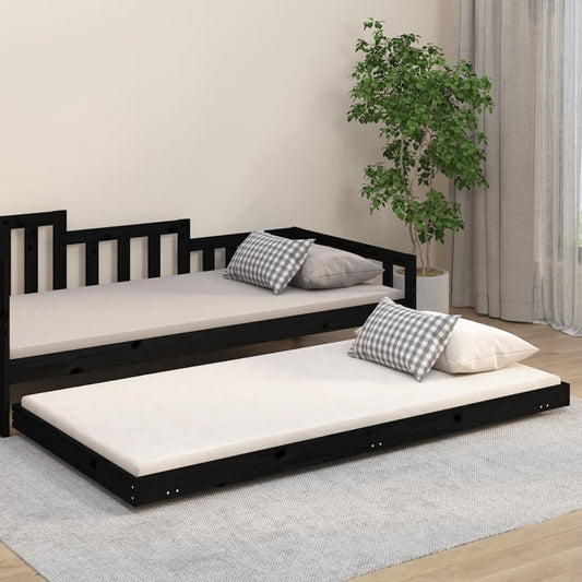Bedframe massief grenenhout zwart 100x200 cm is nu te koop bij PeponiXL, paradijselijk wonen!
