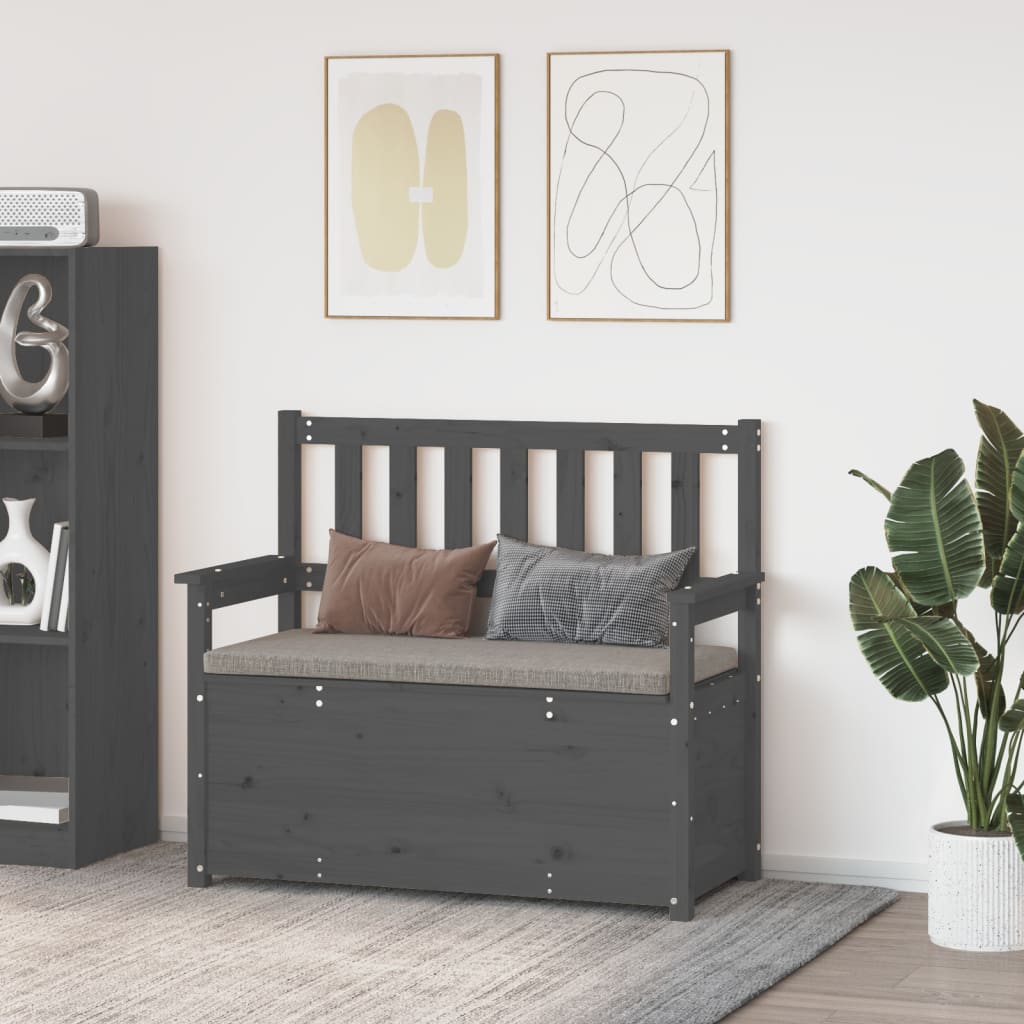 Bankje 112,5x51,5x96,5 cm massief grenenhout grijs is nu te koop bij PeponiXL, paradijselijk wonen!