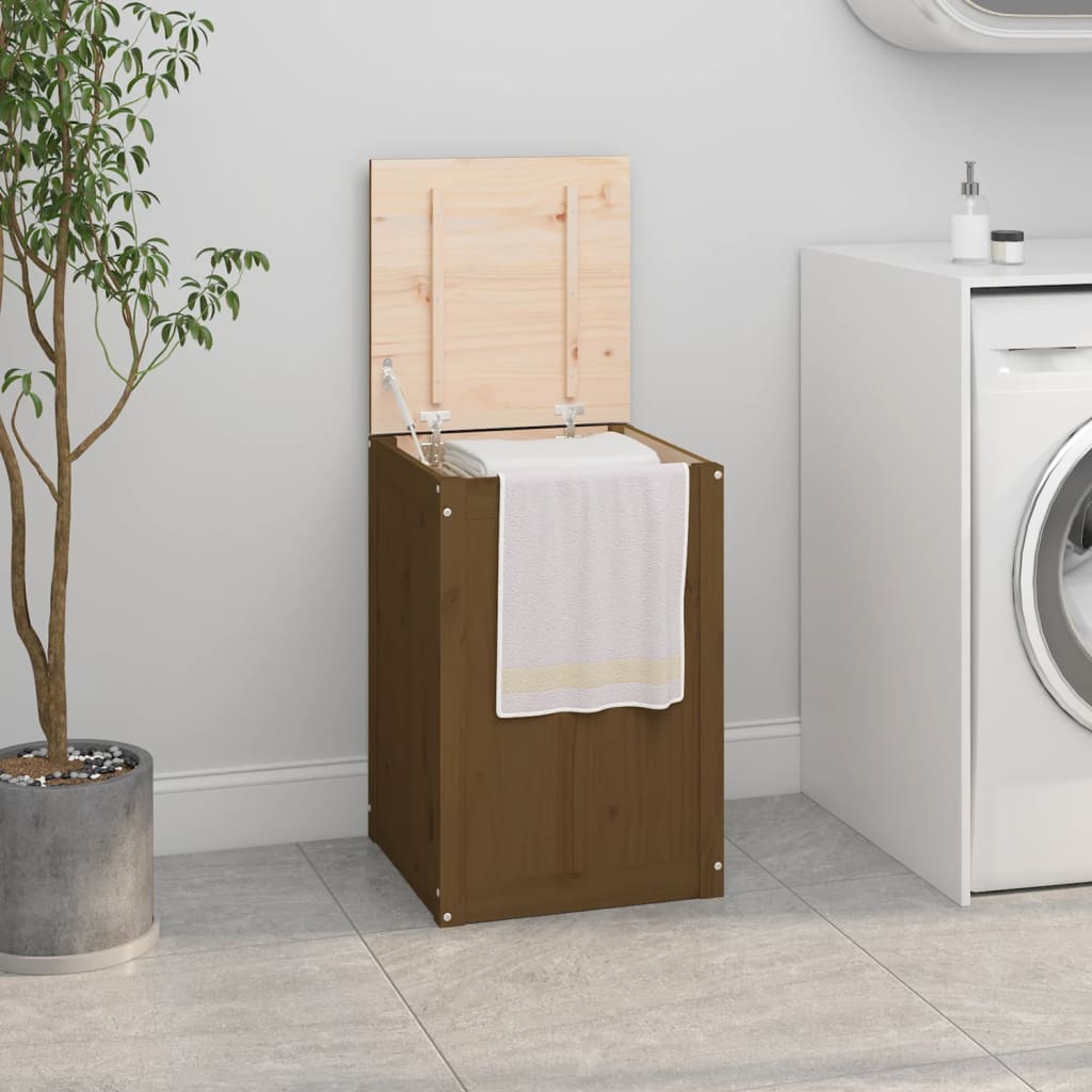 Wasmand 44x44x66 cm massief grenenhout honingbruin is nu te koop bij PeponiXL, paradijselijk wonen!