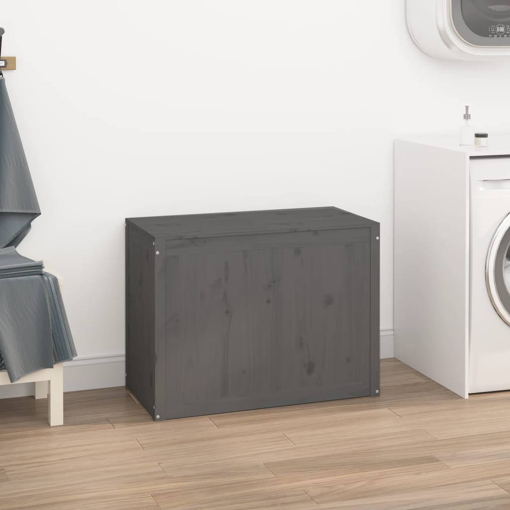 Wasmand 88,5x44x66 cm massief grenenhout grijs is nu te koop bij PeponiXL, paradijselijk wonen!