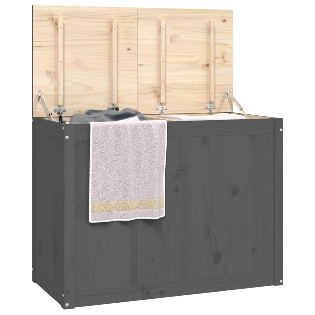 Wasmand 88,5x44x66 cm massief grenenhout grijs is nu te koop bij PeponiXL, paradijselijk wonen!