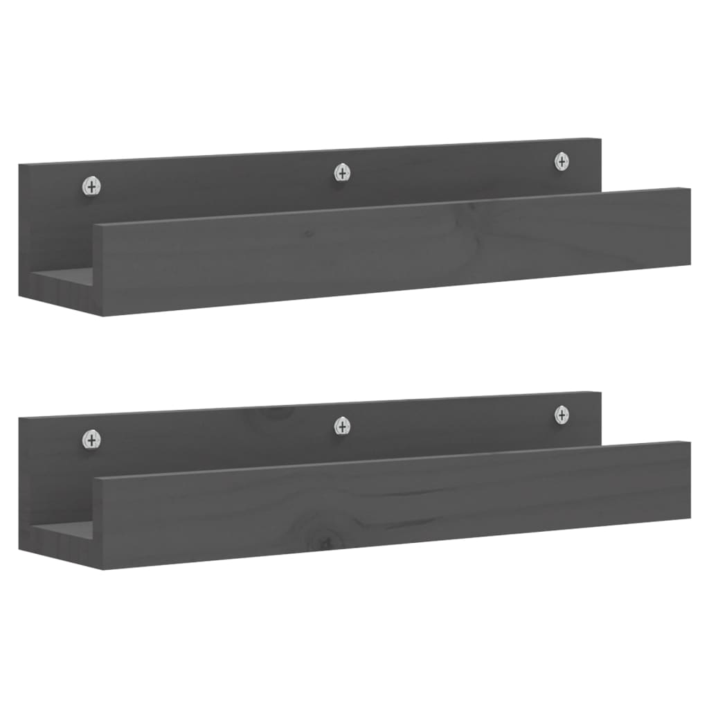 Wandschappen 2 st 50x12x9 cm massief grenenhout grijs is nu te koop bij PeponiXL, paradijselijk wonen!