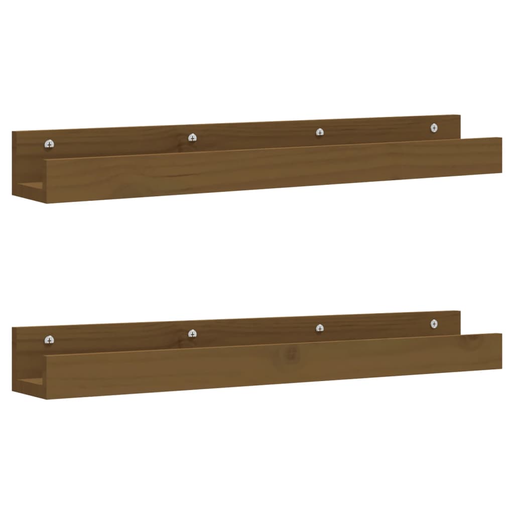 Wandschappen 2 st 80x12x9 cm massief grenenhout honingbruin is nu te koop bij PeponiXL, paradijselijk wonen!