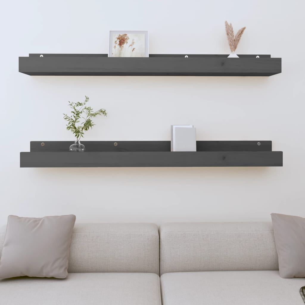 Wandschappen 2 st 110x12x9 cm massief grenenhout grijs is nu te koop bij PeponiXL, paradijselijk wonen!