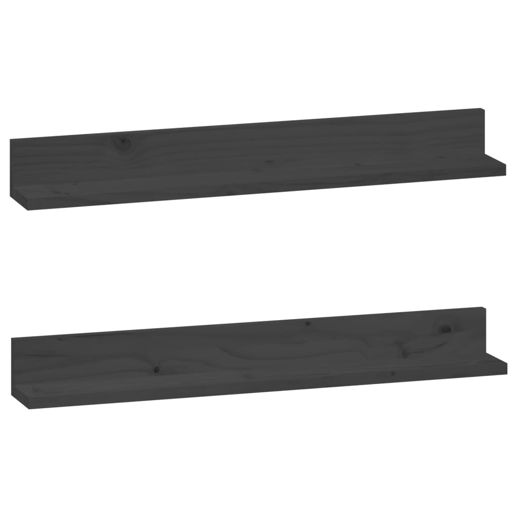 Wandkasten 2 st 80x11x9 cm massief grenenhout grijs is nu te koop bij PeponiXL, paradijselijk wonen!