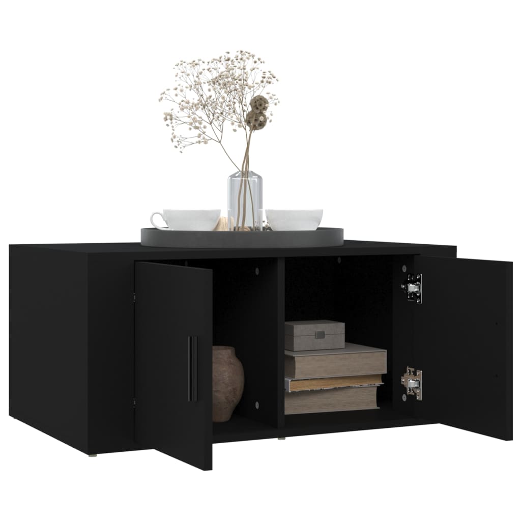 Salontafel 80x50x36 cm bewerkt hout zwart is nu te koop bij PeponiXL, paradijselijk wonen!
