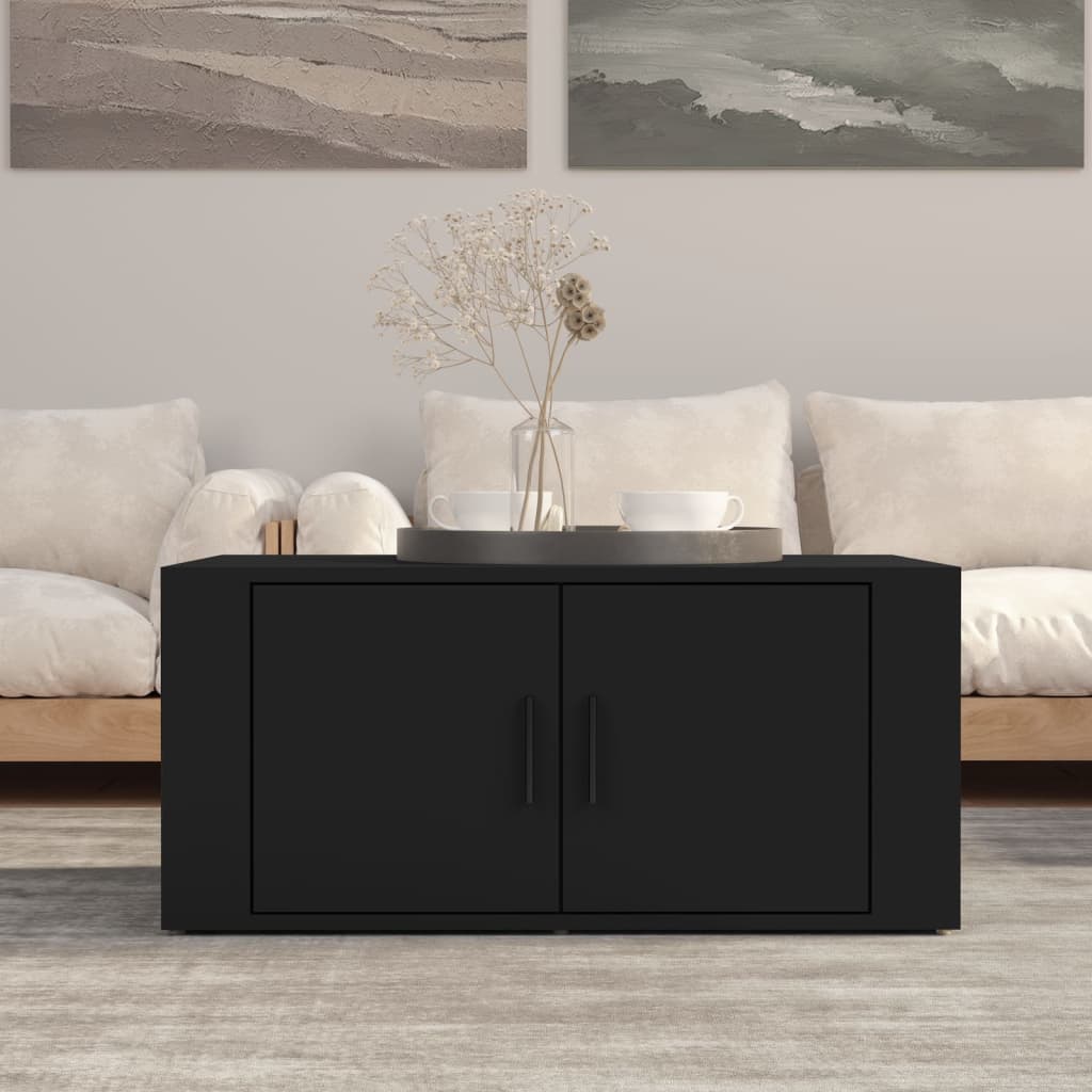 Salontafel 80x50x36 cm bewerkt hout zwart is nu te koop bij PeponiXL, paradijselijk wonen!