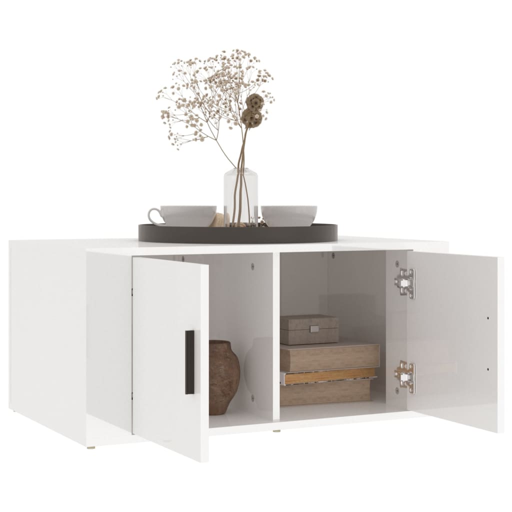 Salontafel 80x50x36 cm bewerkt hout hoogglans wit is nu te koop bij PeponiXL, paradijselijk wonen!