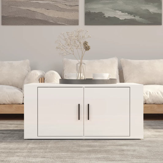 Salontafel 80x50x36 cm bewerkt hout hoogglans wit is nu te koop bij PeponiXL, paradijselijk wonen!