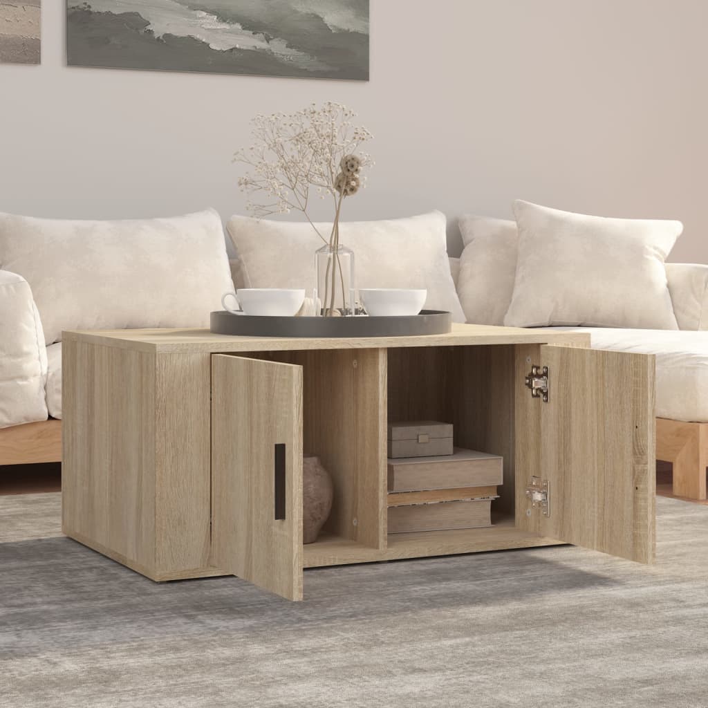 Salontafel 80x50x36 cm bewerkt hout sonoma eikenkleurig is nu te koop bij PeponiXL, paradijselijk wonen!