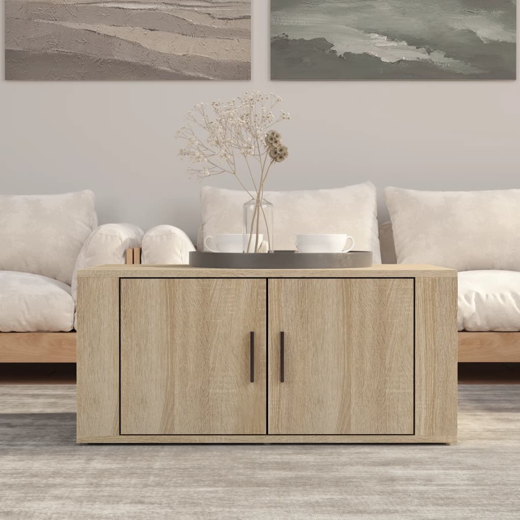 Salontafel 80x50x36 cm bewerkt hout sonoma eikenkleurig is nu te koop bij PeponiXL, paradijselijk wonen!