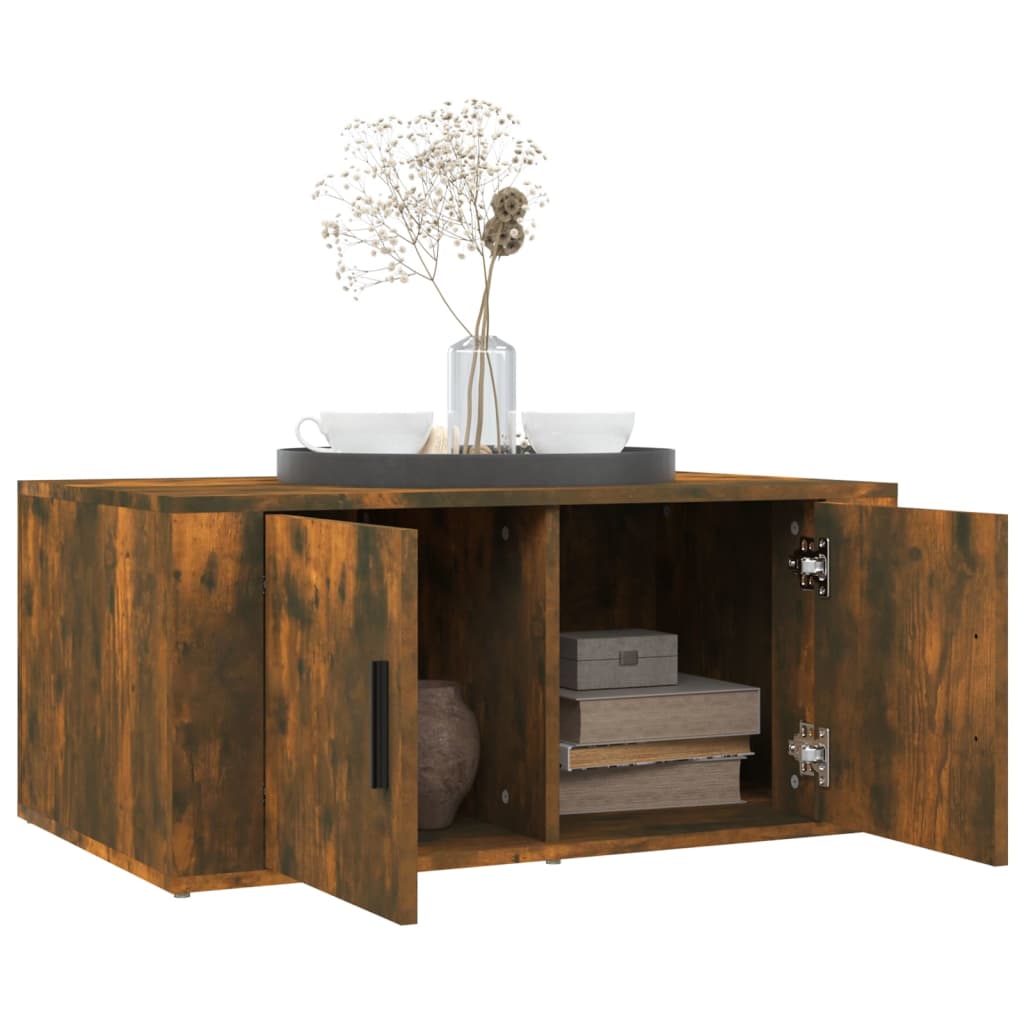Salontafel 80x50x36 cm bewerkt hout gerookt eikenkleurig is nu te koop bij PeponiXL, paradijselijk wonen!