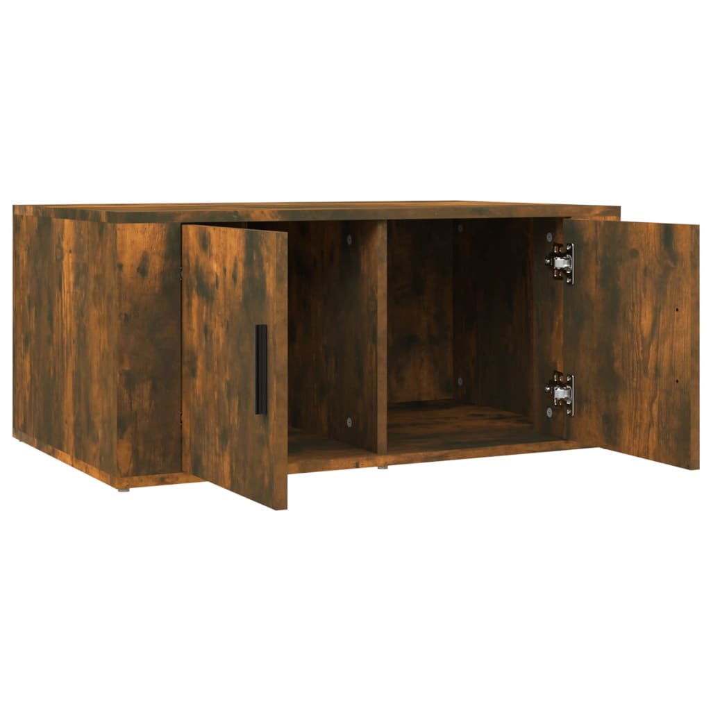 Salontafel 80x50x36 cm bewerkt hout gerookt eikenkleurig is nu te koop bij PeponiXL, paradijselijk wonen!