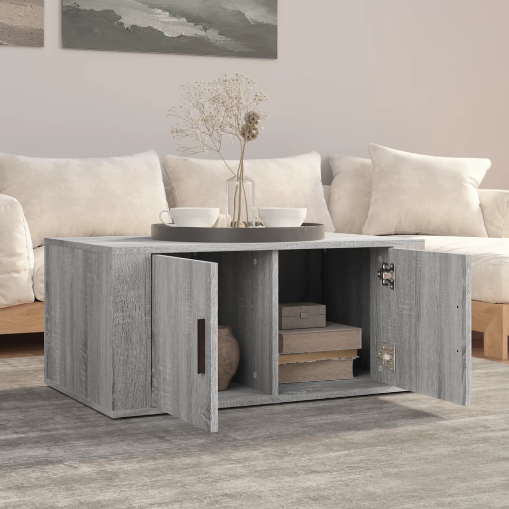 Salontafel 80x50x36 cm bewerkt hout grijs sonoma eikenkleurig is nu te koop bij PeponiXL, paradijselijk wonen!