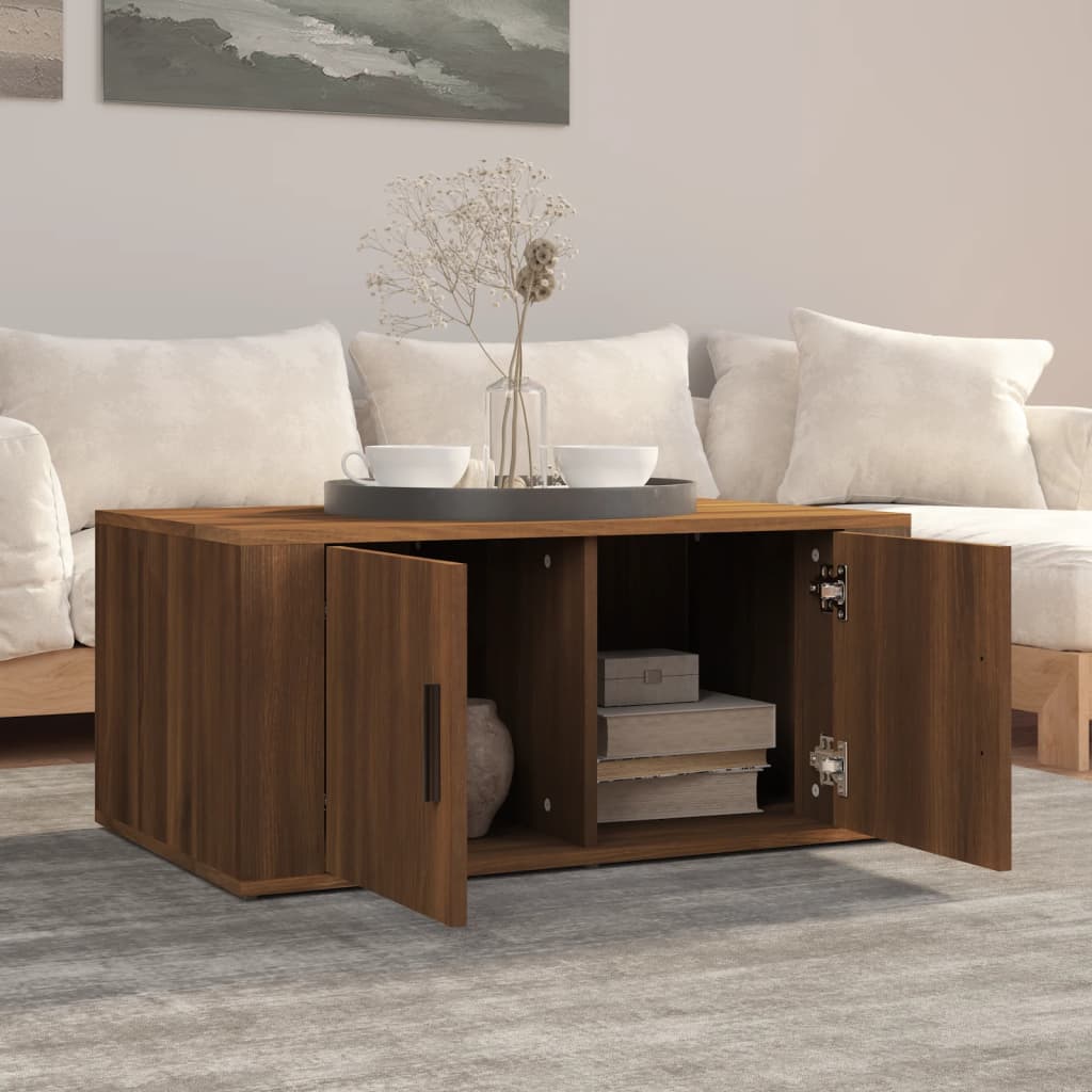 Salontafel 80x50x36 cm bewerkt hout bruin eikenkleur is nu te koop bij PeponiXL, paradijselijk wonen!