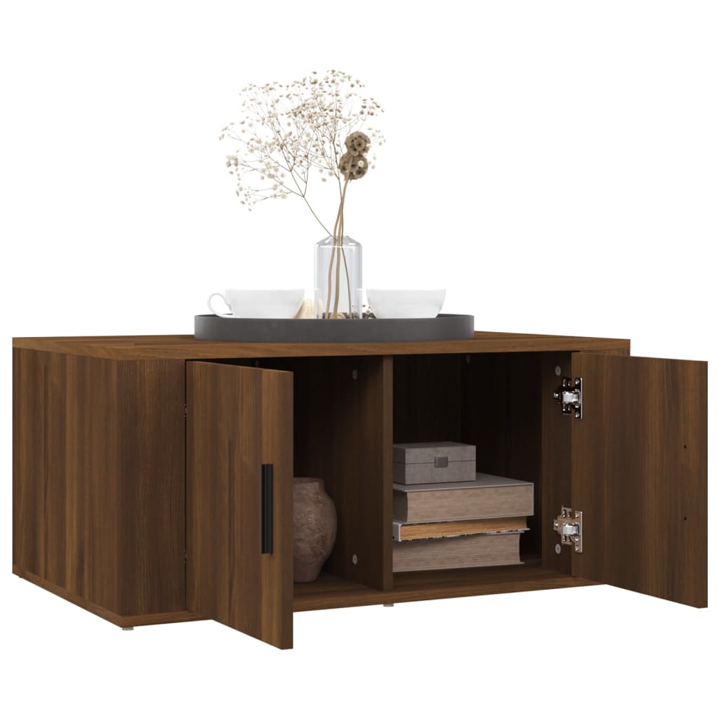 Salontafel 80x50x36 cm bewerkt hout bruin eikenkleur is nu te koop bij PeponiXL, paradijselijk wonen!