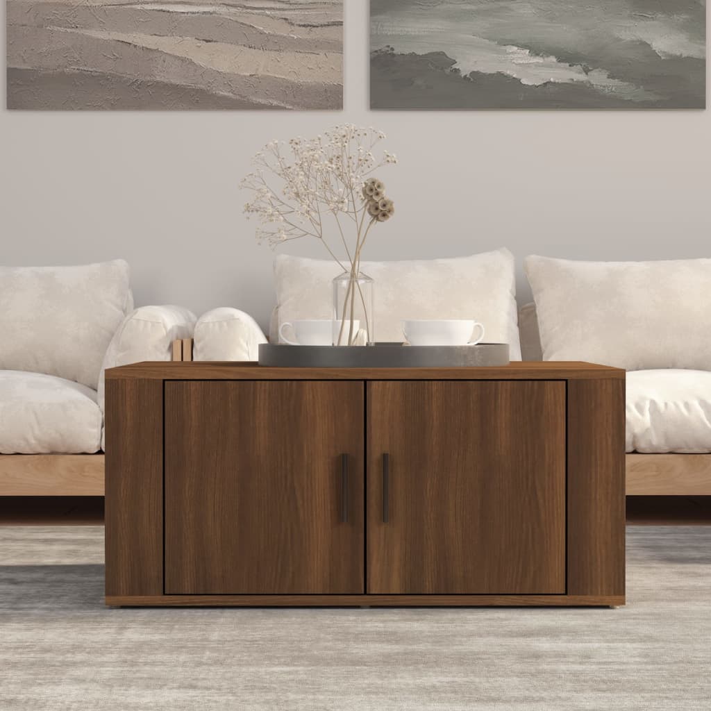 Salontafel 80x50x36 cm bewerkt hout bruin eikenkleur is nu te koop bij PeponiXL, paradijselijk wonen!