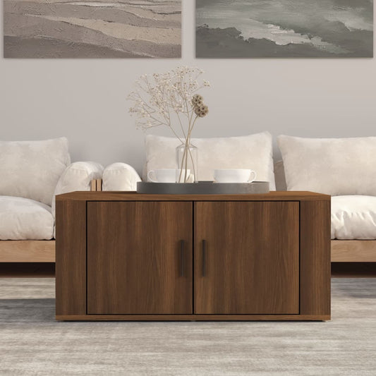 Salontafel 80x50x36 cm bewerkt hout bruin eikenkleur is nu te koop bij PeponiXL, paradijselijk wonen!