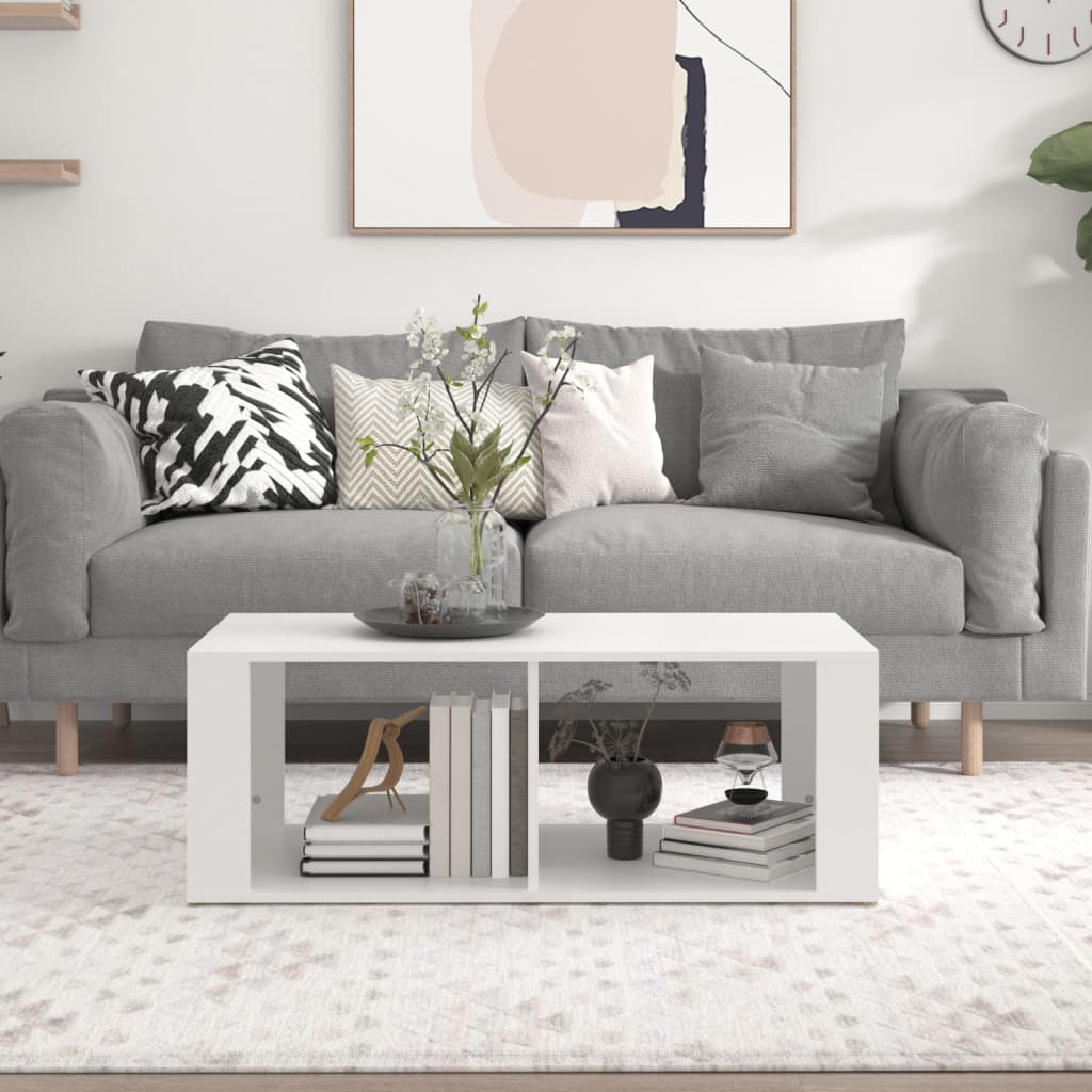 Salontafel 100x50x36 cm bewerkt hout wit is nu te koop bij PeponiXL, paradijselijk wonen!