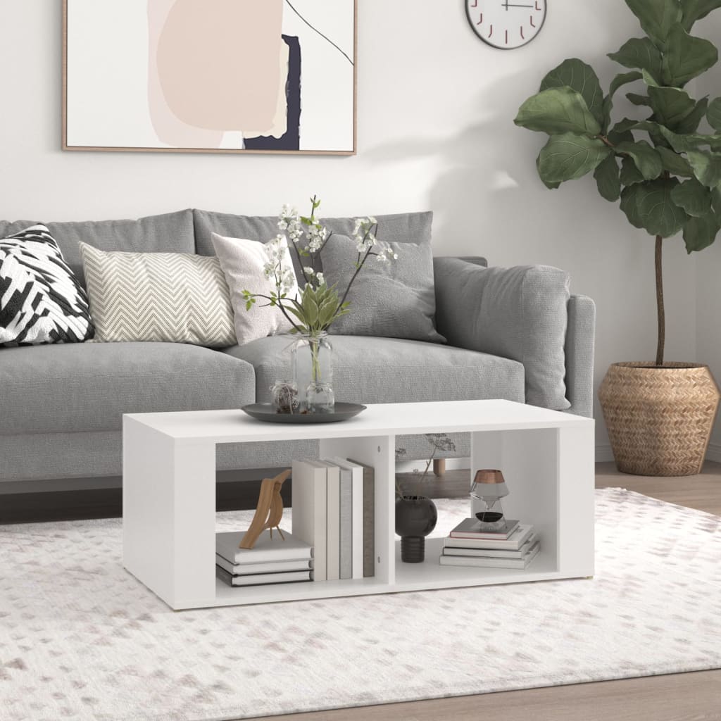 Salontafel 100x50x36 cm bewerkt hout wit is nu te koop bij PeponiXL, paradijselijk wonen!