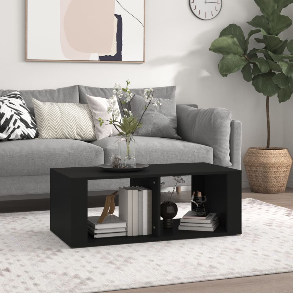 Salontafel 100x50x36 cm bewerkt hout zwart is nu te koop bij PeponiXL, paradijselijk wonen!