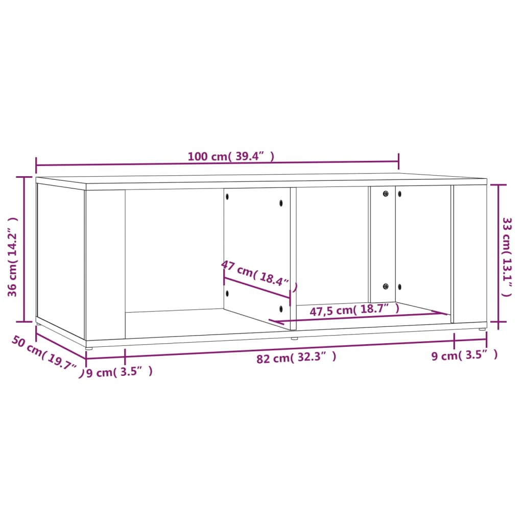 Salontafel 100x50x36 cm bewerkt hout gerookt eikenkleurig is nu te koop bij PeponiXL, paradijselijk wonen!