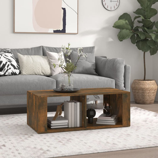 Salontafel 100x50x36 cm bewerkt hout gerookt eikenkleurig is nu te koop bij PeponiXL, paradijselijk wonen!