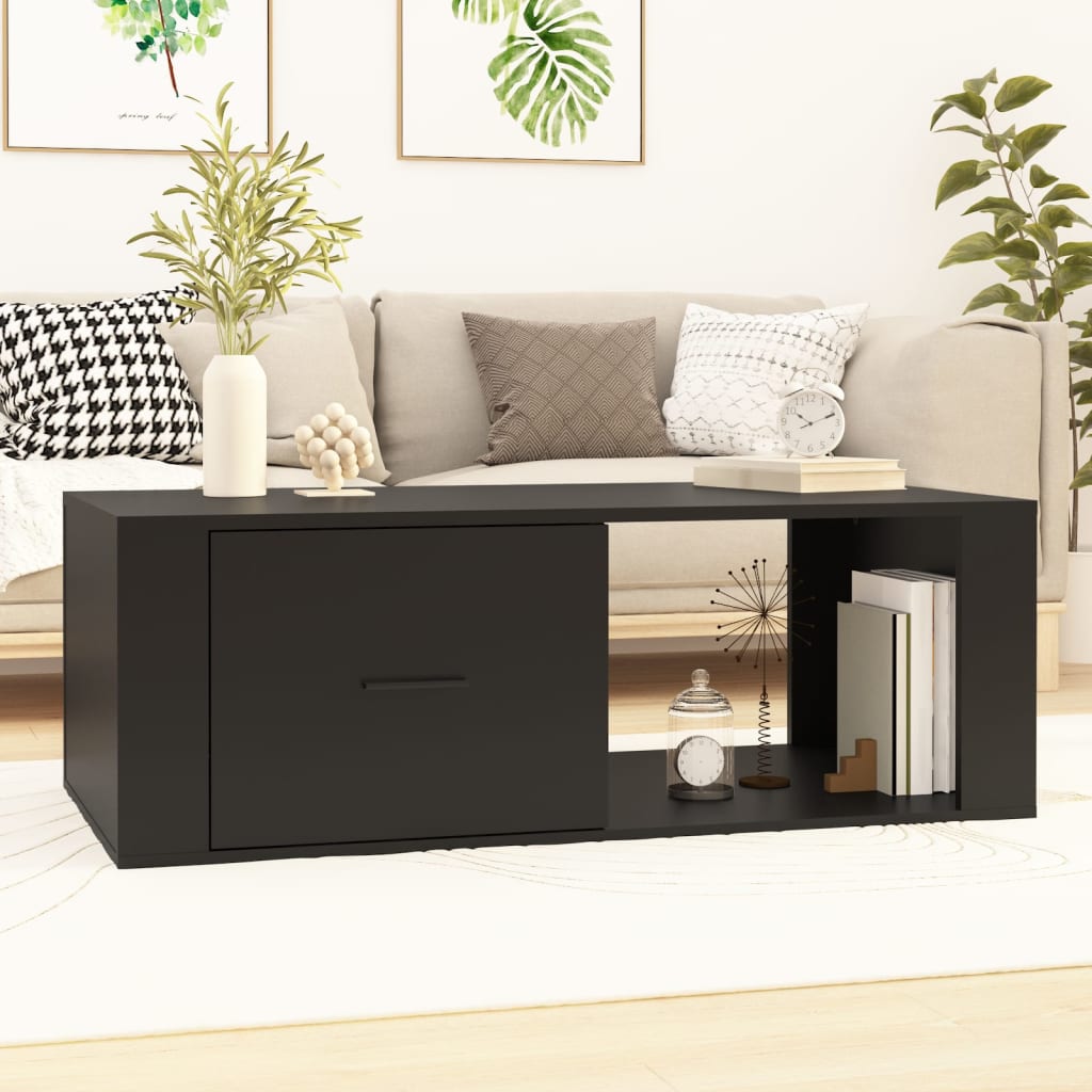 Salontafel 100x50,5x35 cm bewerkt hout zwart is nu te koop bij PeponiXL, paradijselijk wonen!