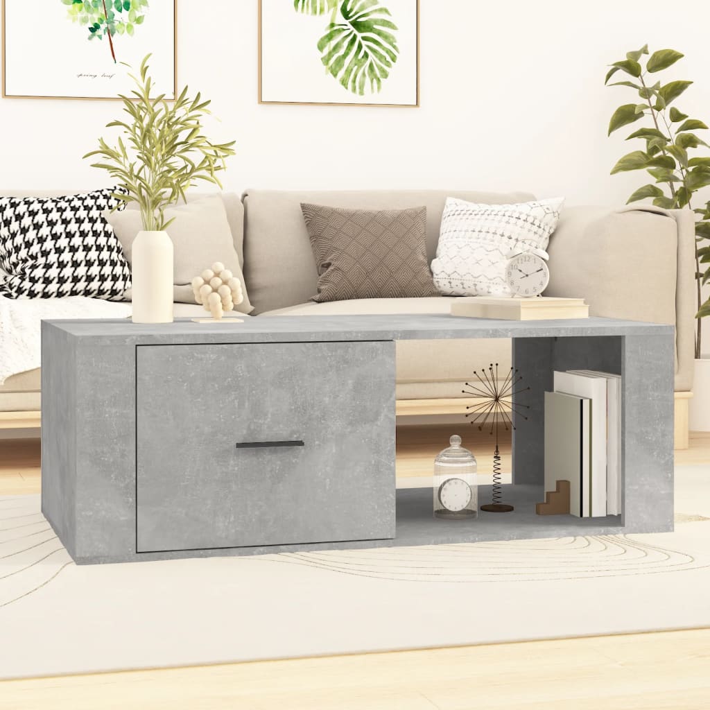 Salontafel 100x50,5x35 cm bewerkt hout betongrijs is nu te koop bij PeponiXL, paradijselijk wonen!
