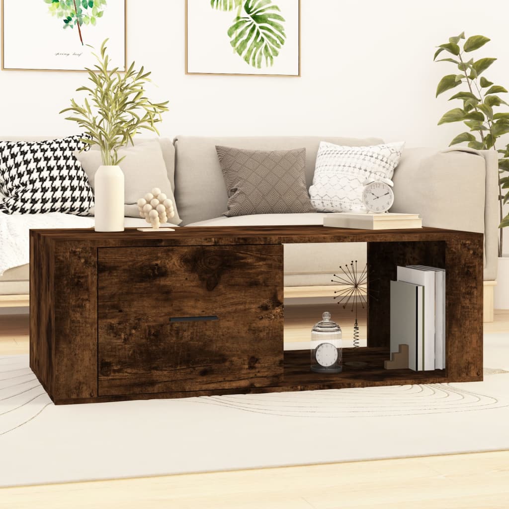Salontafel 100x50,5x35 cm bewerkt hout gerookt eikenkleurig is nu te koop bij PeponiXL, paradijselijk wonen!