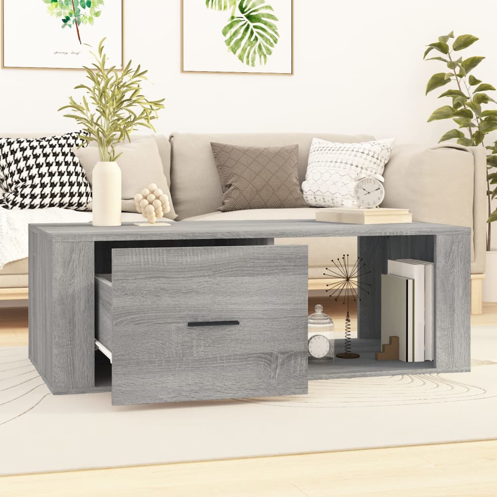 Salontafel 100x50,5x35 cm bewerkt hout grijs sonoma eikenkleur is nu te koop bij PeponiXL, paradijselijk wonen!