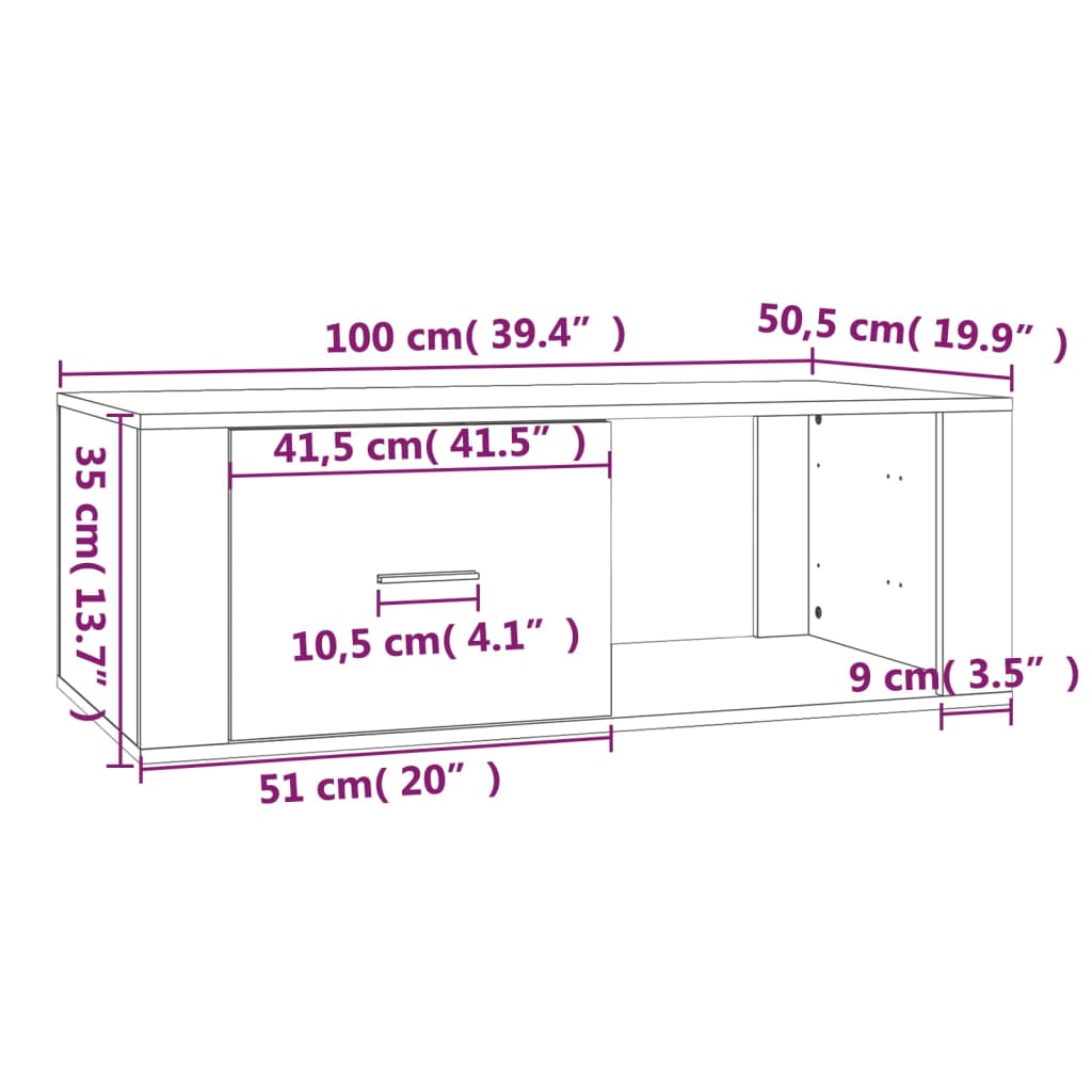 Salontafel 100x50,5x35 cm bewerkt hout grijs sonoma eikenkleur is nu te koop bij PeponiXL, paradijselijk wonen!