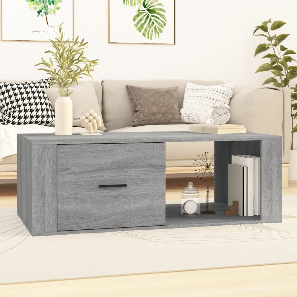 Salontafel 100x50,5x35 cm bewerkt hout grijs sonoma eikenkleur is nu te koop bij PeponiXL, paradijselijk wonen!