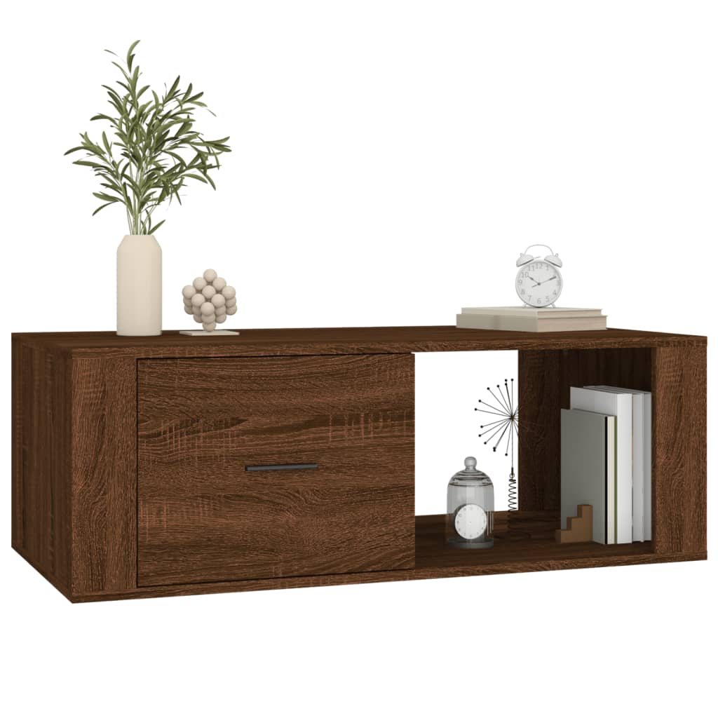 Salontafel 100x50,5x35 cm bewerkt hout bruin eikenkleur is nu te koop bij PeponiXL, paradijselijk wonen!