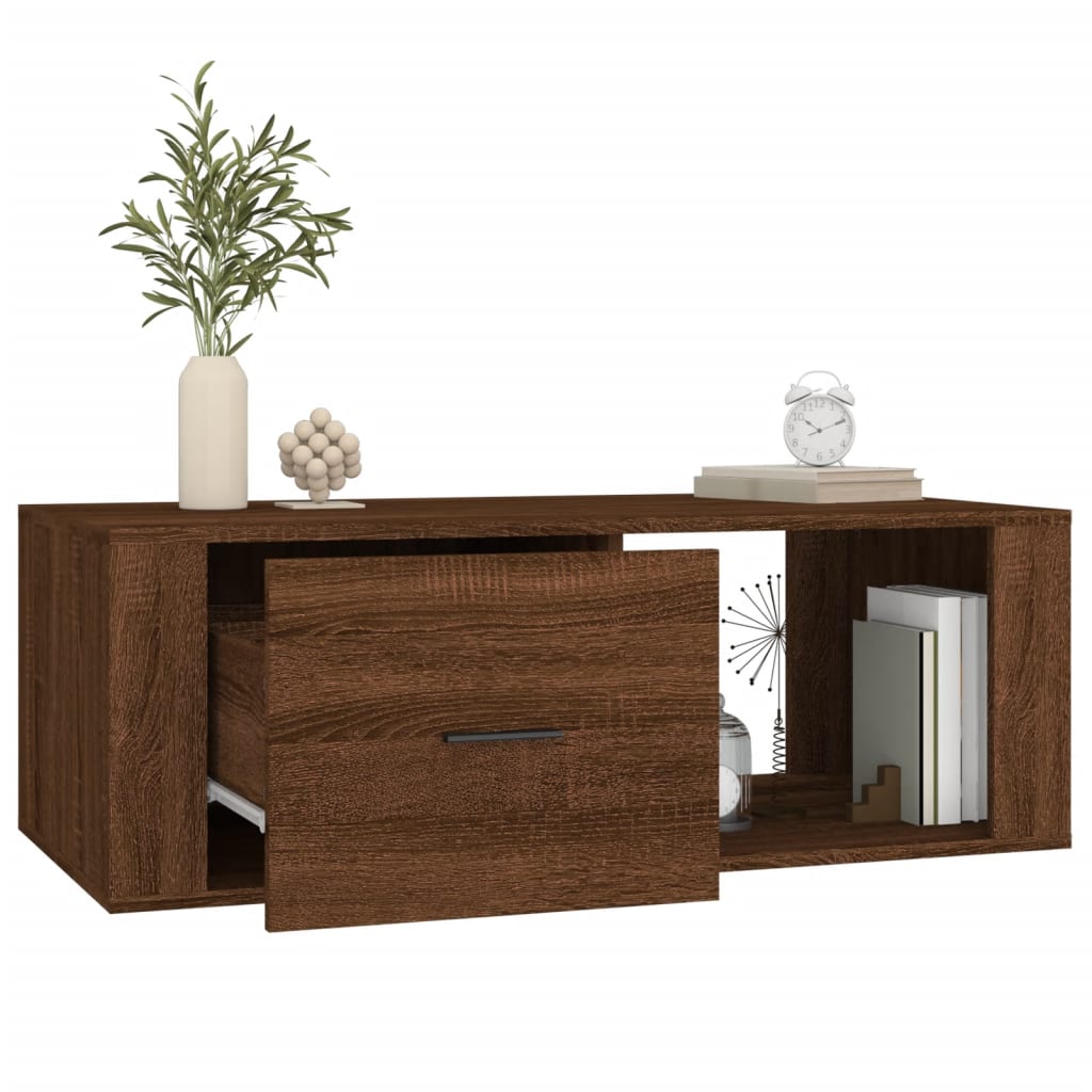 Salontafel 100x50,5x35 cm bewerkt hout bruin eikenkleur is nu te koop bij PeponiXL, paradijselijk wonen!