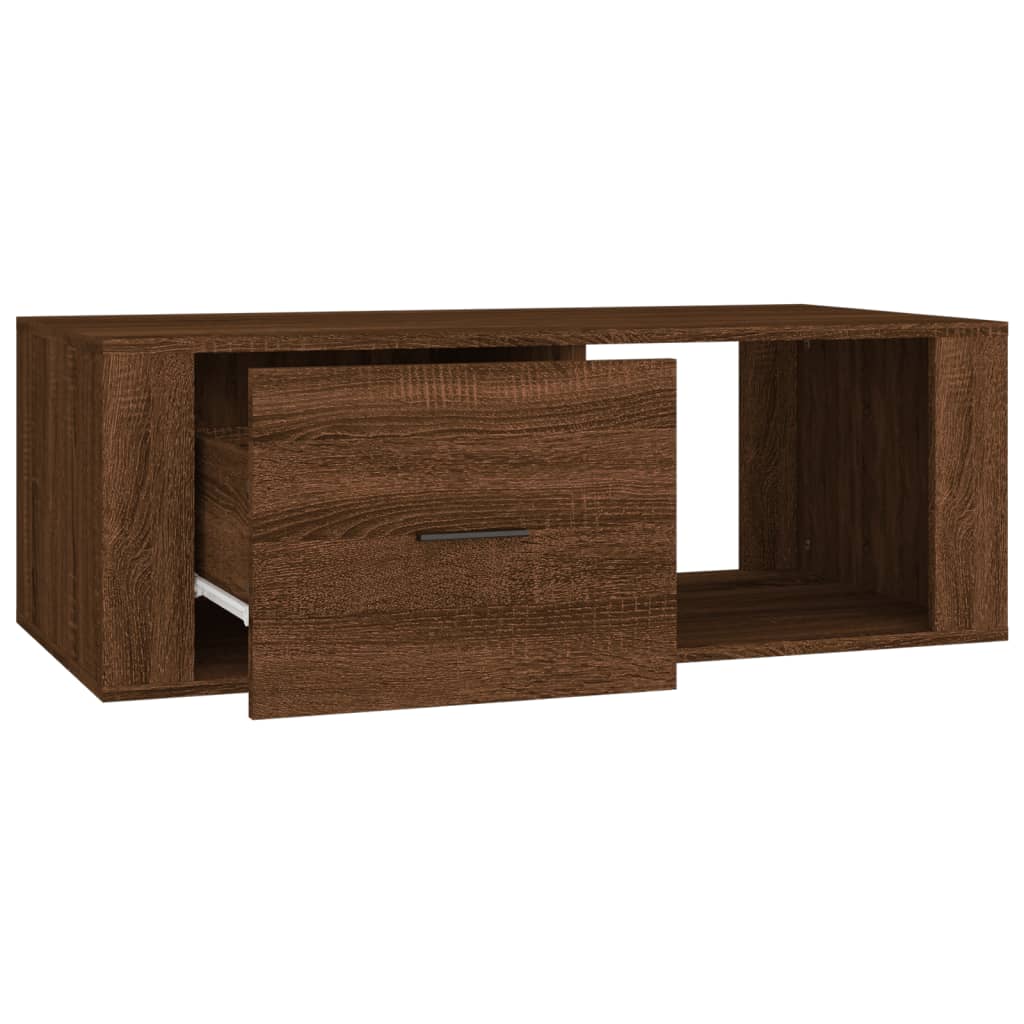 Salontafel 100x50,5x35 cm bewerkt hout bruin eikenkleur is nu te koop bij PeponiXL, paradijselijk wonen!