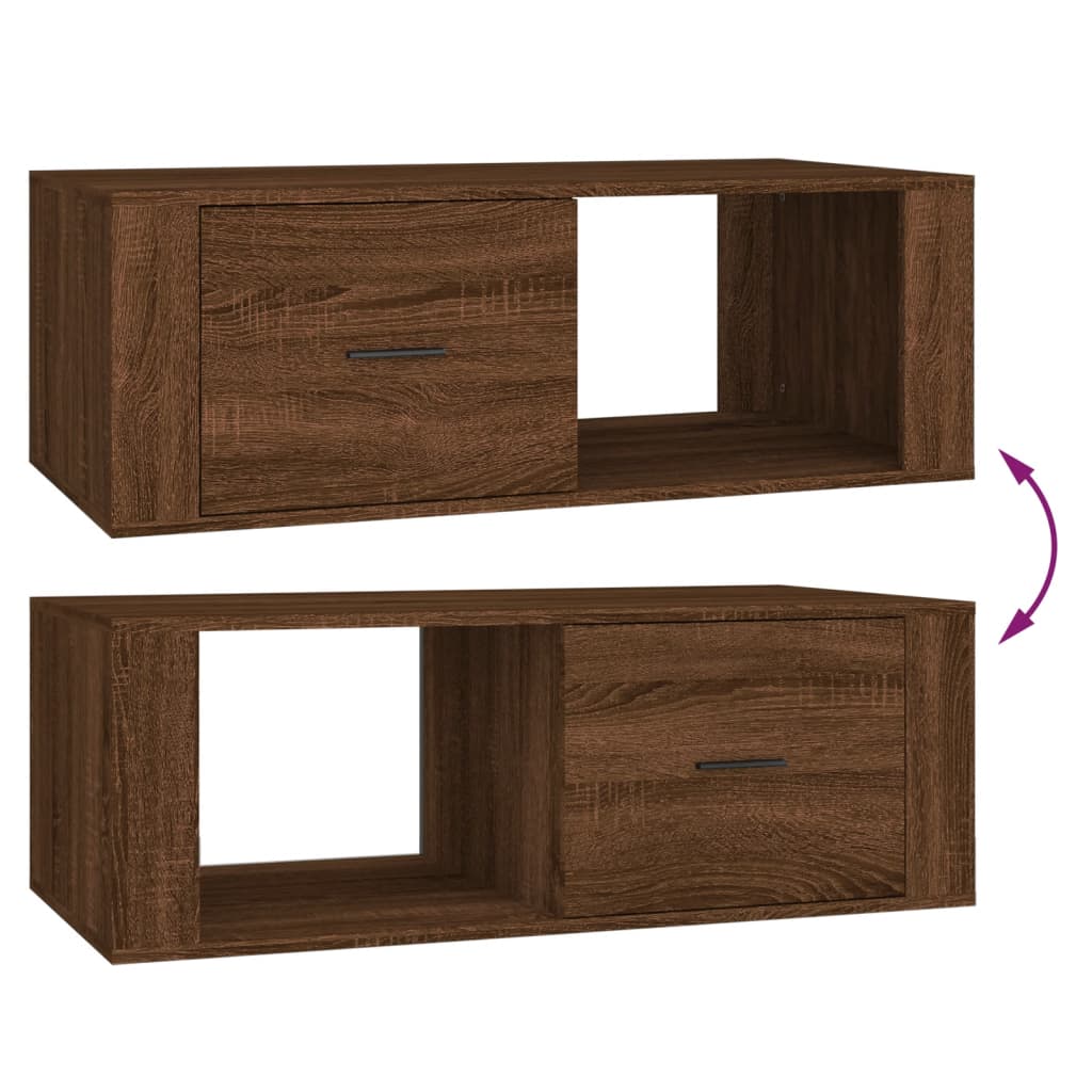 Salontafel 100x50,5x35 cm bewerkt hout bruin eikenkleur is nu te koop bij PeponiXL, paradijselijk wonen!